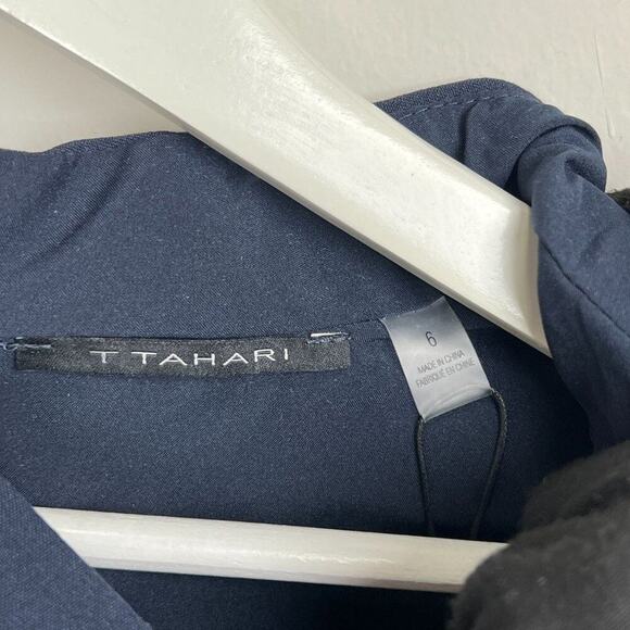 NWT  T TAHARI Pleated Sleeveless V Neck Sheath Dress US 6 - Picture 9 of 12